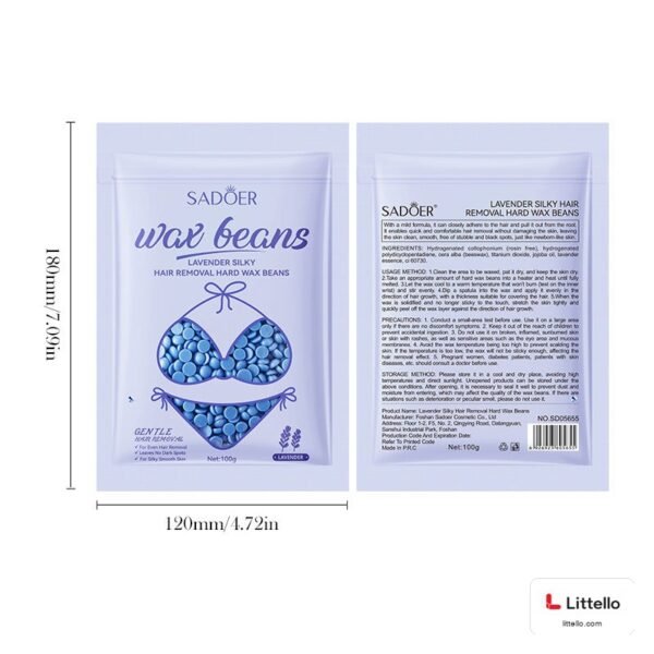 SADOER Lavender Hard Wax Beans (100g) – Strip-Free Hair Removal for Smooth Skin